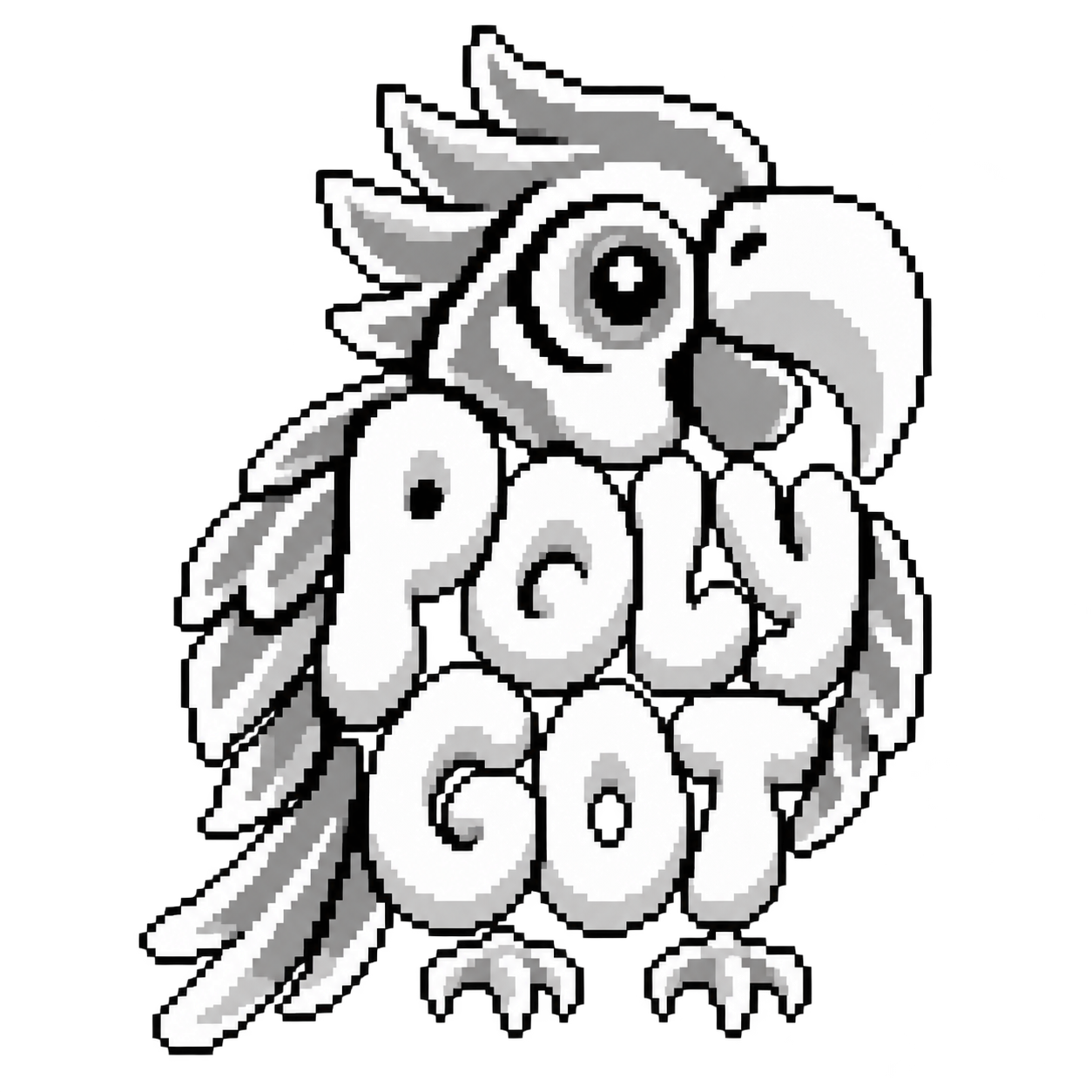 POLYGOT the pixel-art parrot mascot